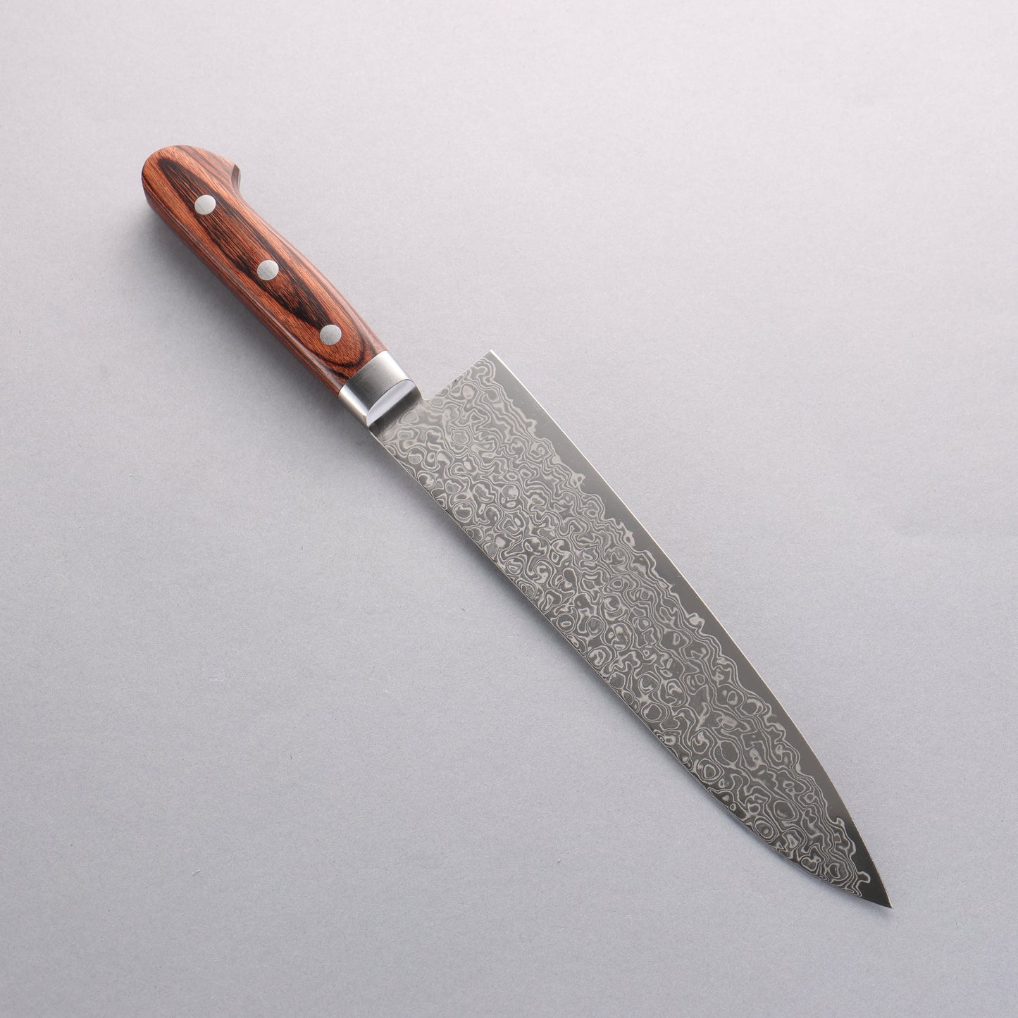 清助 木星 ZA-18 鏡面仕上げ ダマスカス 牛刀包丁 210mm 茶合板柄 - 清助刃物