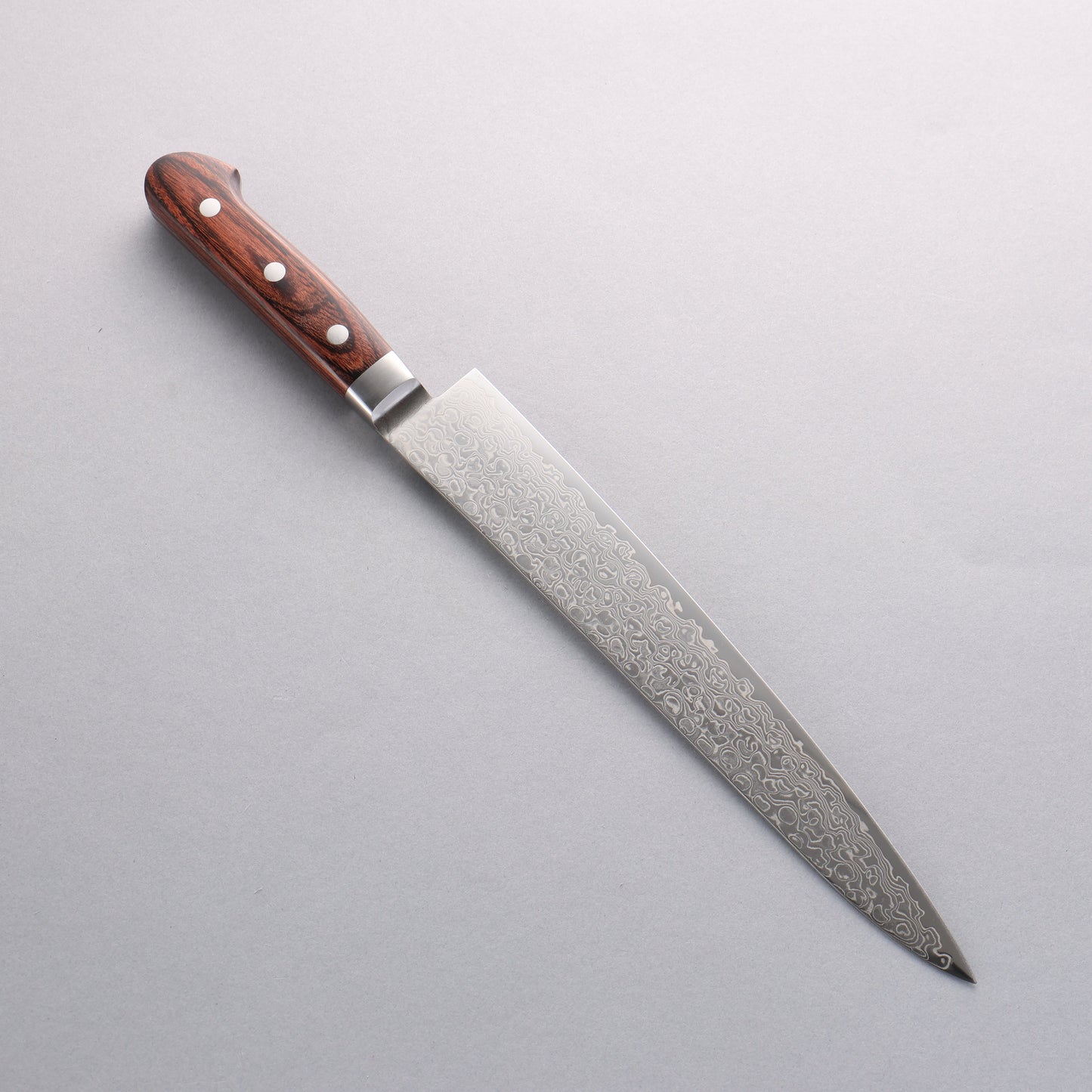 清助 木星 ZA-18 鏡面仕上げ ダマスカス 筋引包丁 240mm 茶合板柄 - 清助刃物
