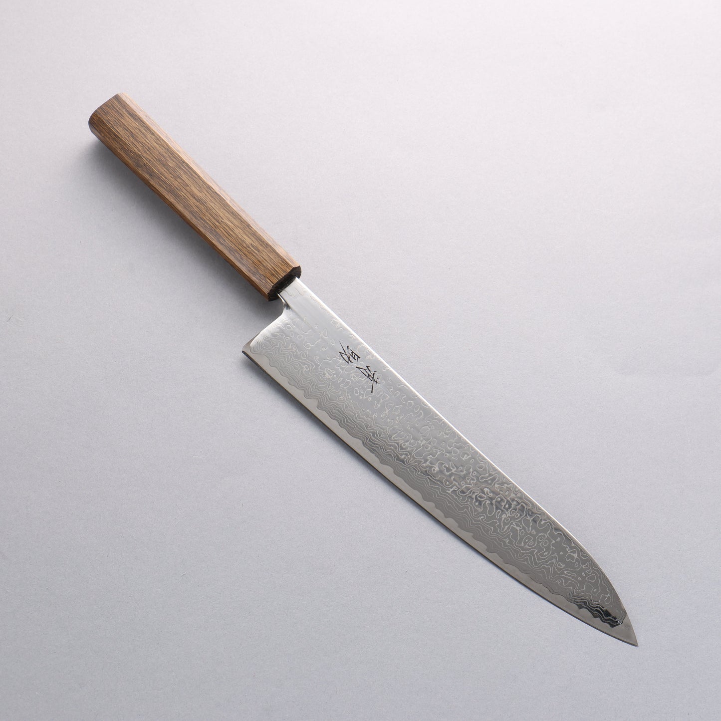 清助 V金10号 鏡面仕上げ ダマスカス 牛刀包丁 240mm 樫柄 - 清助刃物