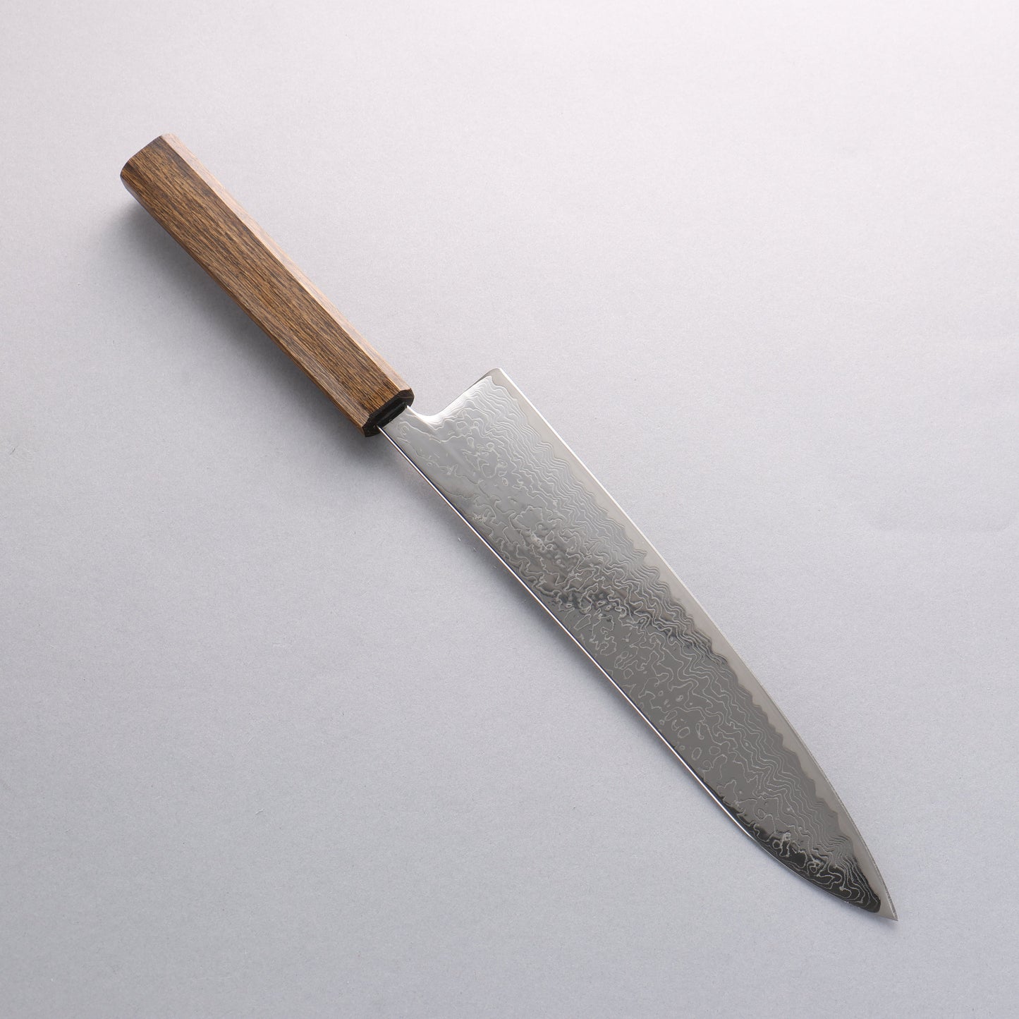 清助 V金10号 鏡面仕上げ ダマスカス 牛刀包丁 240mm 樫柄 - 清助刃物