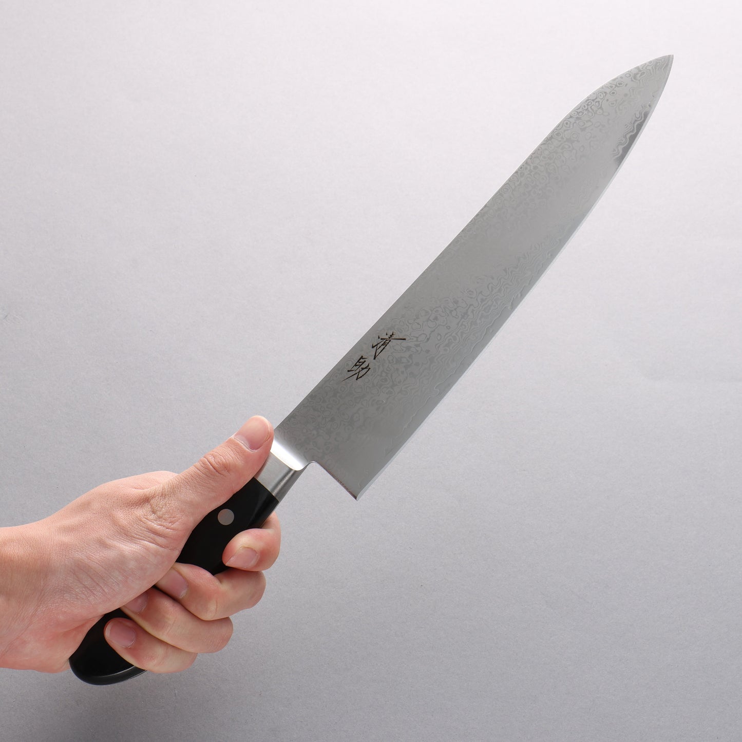 清助 VG10 33層 鏡面仕上げ ダマスカス 牛刀包丁 240mm 黒合板柄 - 清助刃物
