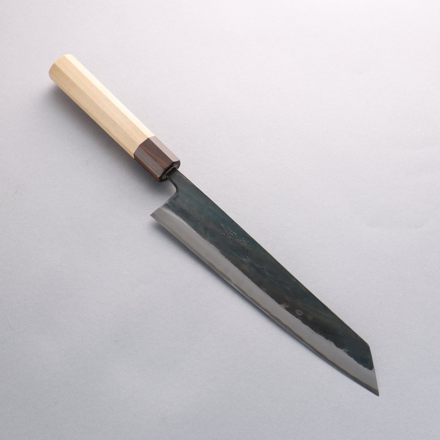 清助 青スーパー鋼 黒仕上げ 切付牛刀包丁 240mm 朴 (口輪:黒檀)柄 - 清助刃物