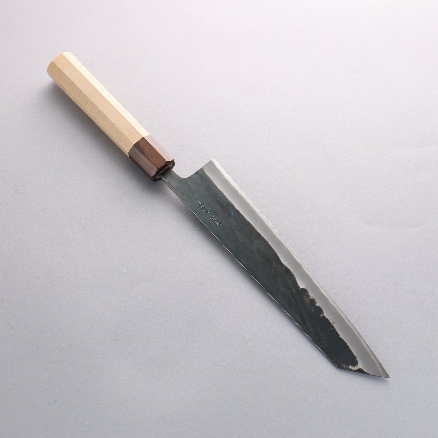 清助 青スーパー鋼 黒仕上げ 切付牛刀包丁 240mm 朴 (口輪:黒檀)柄 - 清助刃物