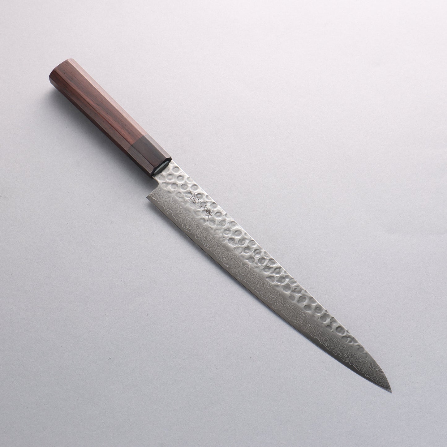 清助 AUS10 45層ダマスカス 筋引包丁 240mm 紫檀柄 - 清助刃物