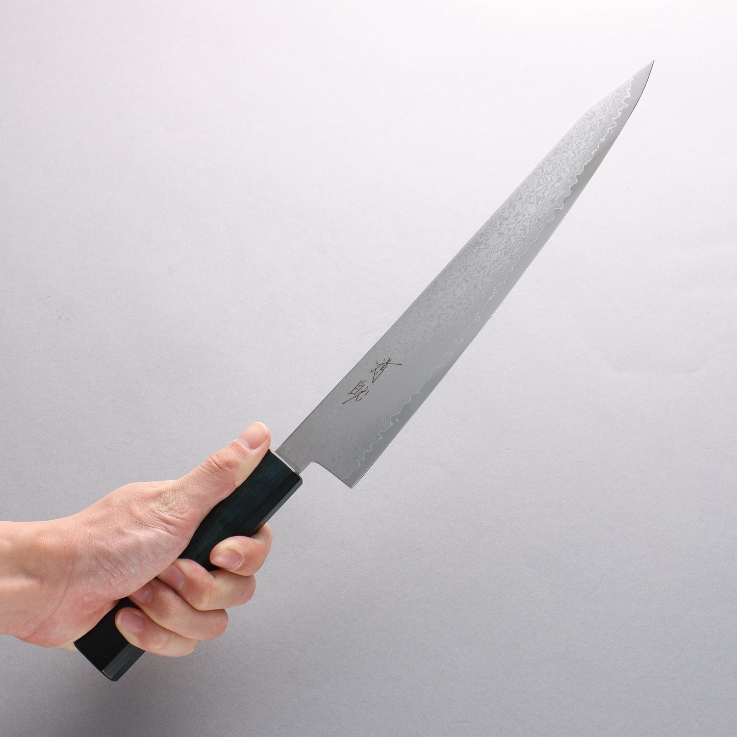 清助 V金10号 ダマスカス 切付筋引包丁 270mm 樫 (藍染め)柄 - 清助刃物