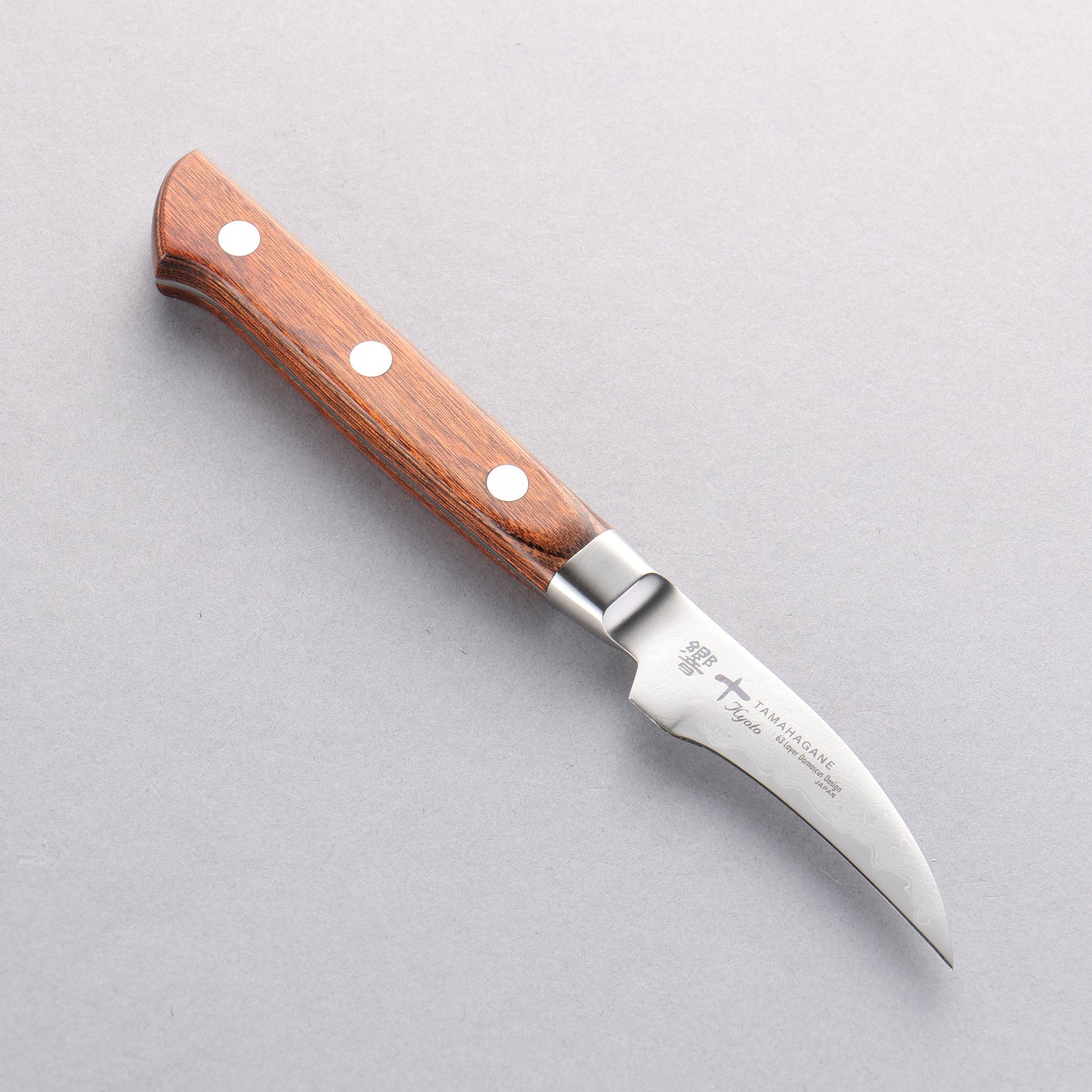玉鋼 響十 63層 ダマスカス ピーリングナイフ 70mm KP-1110 - 清助刃物