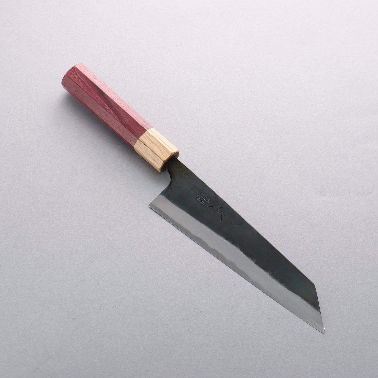 清助 青スーパー鋼 黒仕上げ 文化包丁 180mm パープルハート (口輪:樫)柄 - 清助刃物