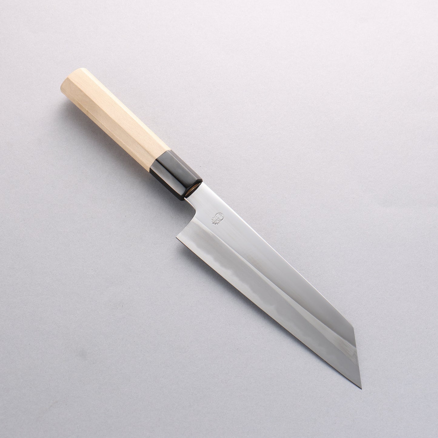 重陽 白鋼 鏡面仕上げ 切付三徳包丁 180mm 朴柄 - 清助刃物