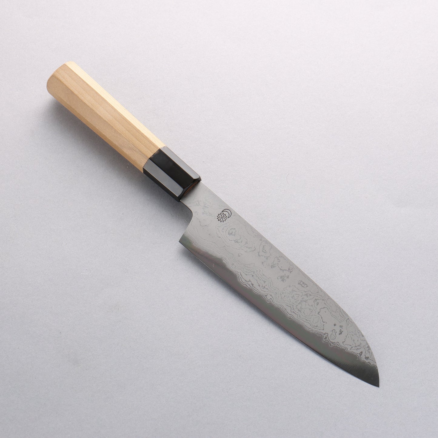 菊月 青一鋼 ダマスカス 三徳包丁 180mm 朴柄 - 清助刃物