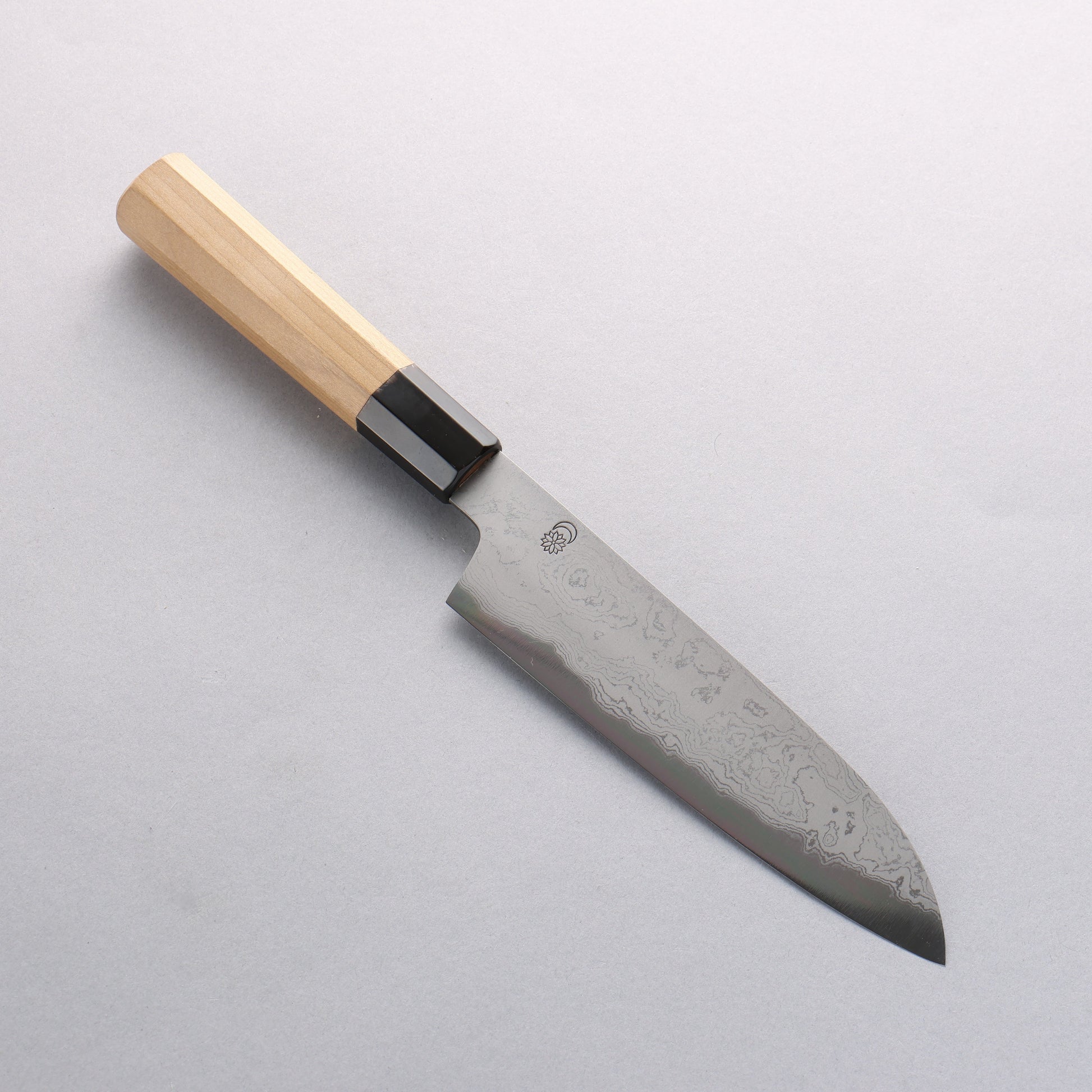 菊月 青一鋼 ダマスカス 三徳包丁 180mm 朴柄 - 清助刃物