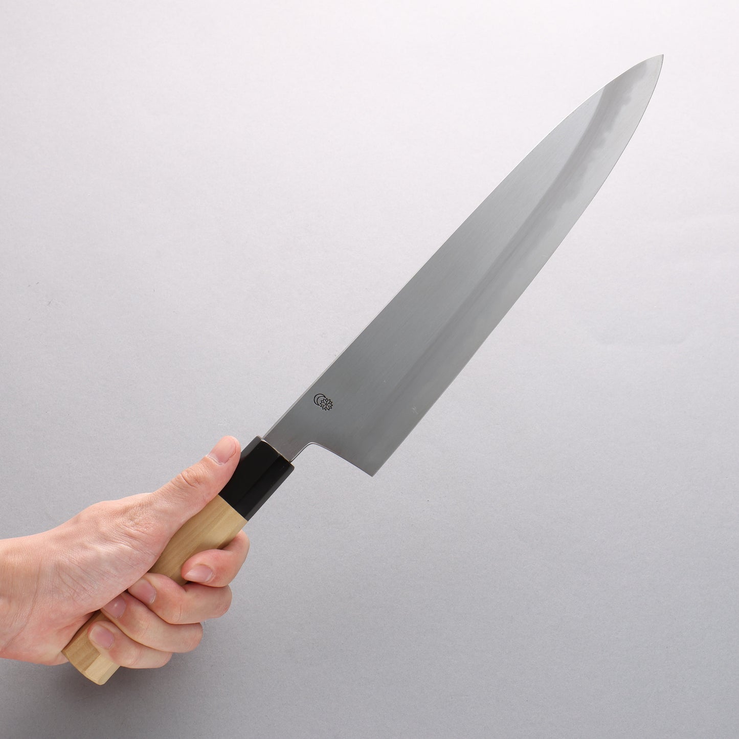 菊月 白ニ鋼 霞研 牛刀包丁 270mm 朴柄 - 清助刃物