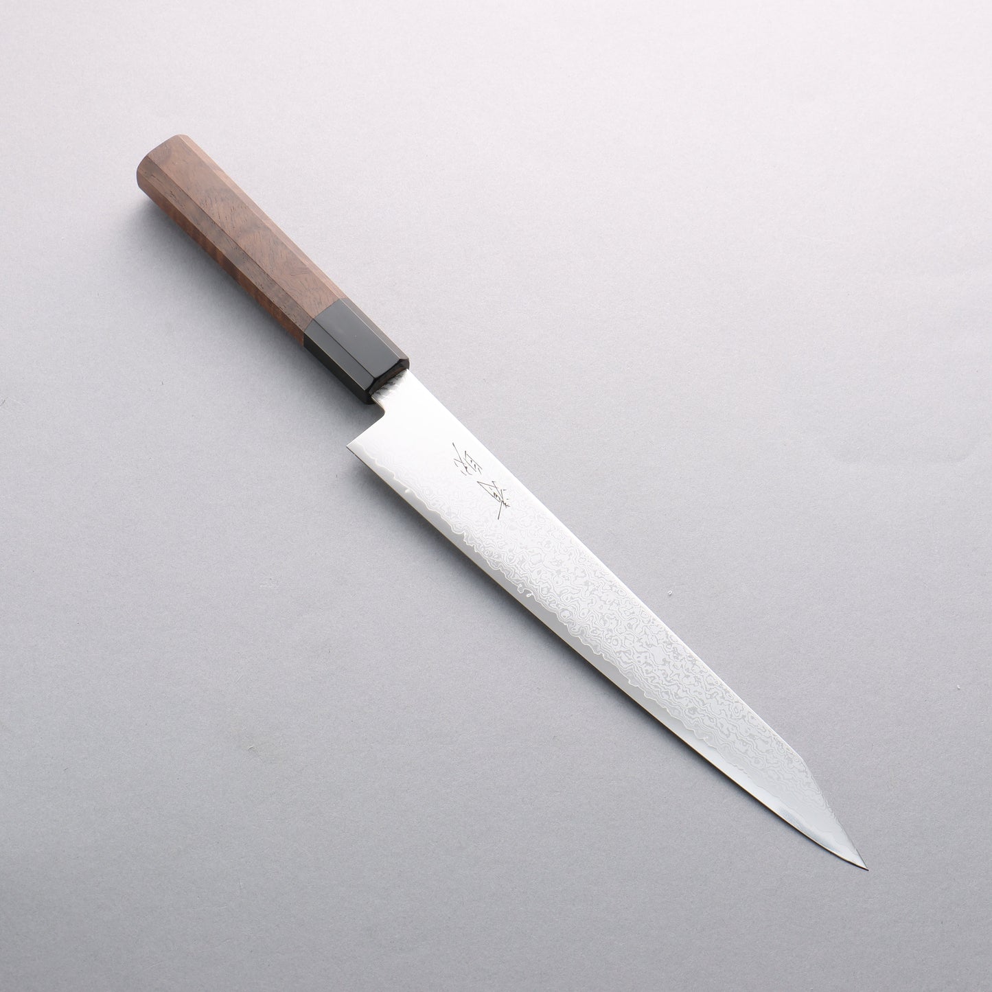 清助 V金10号 ダマスカス 切付筋引包丁 240mm ウォルナット柄 - 清助刃物