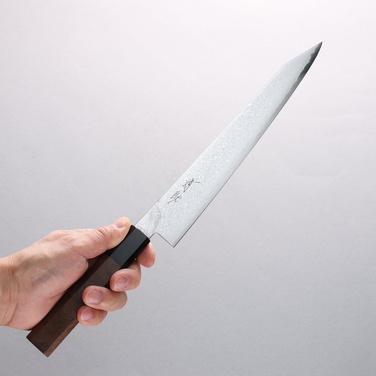 清助 V金10号 ダマスカス 切付筋引包丁 240mm ウォルナット柄 - 清助刃物