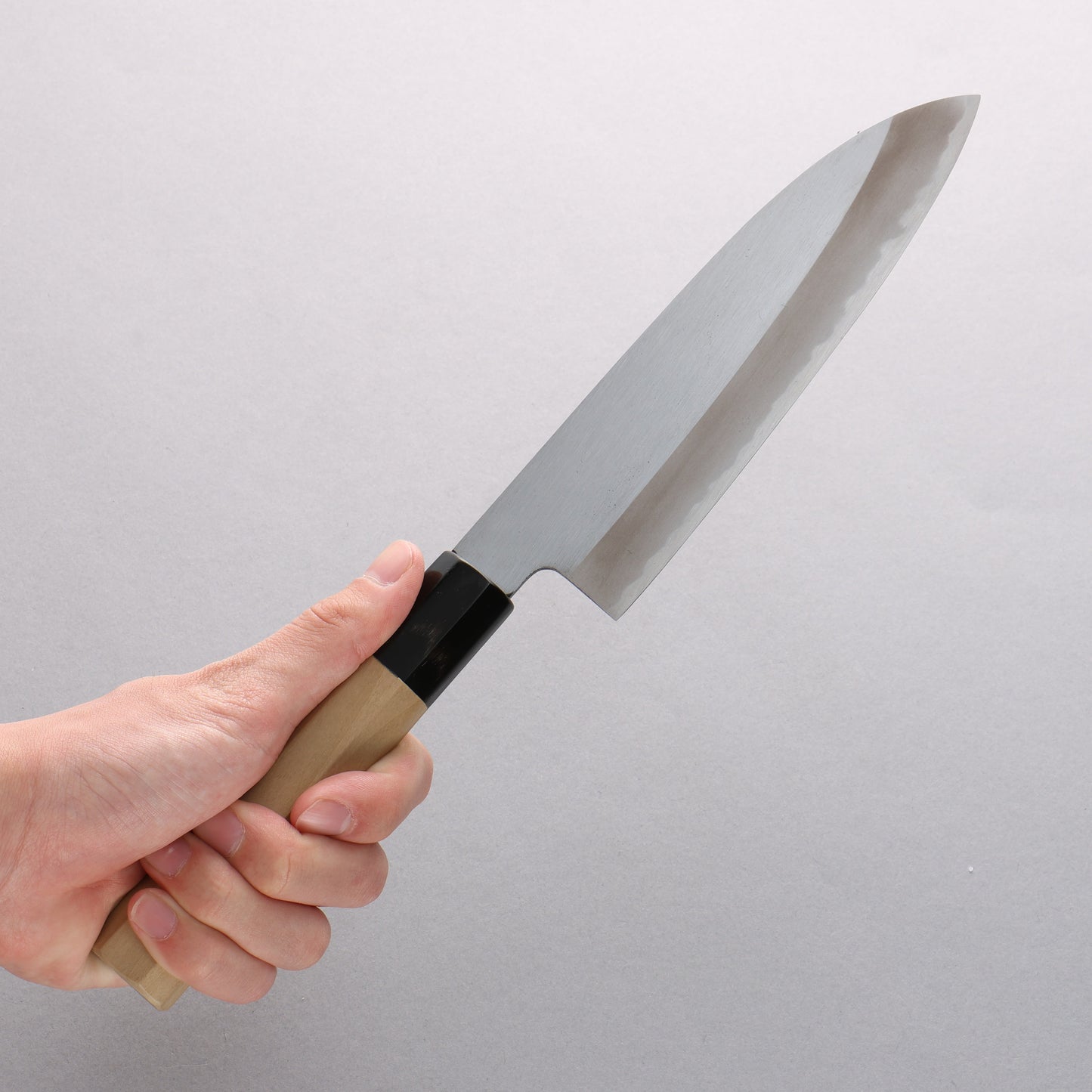 源 昭忠 青ニ鋼 霞研 三徳包丁 180mm 朴柄 - 清助刃物