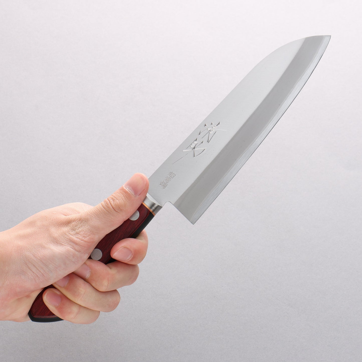 清助 青スーパー鋼 磨き仕上げ 三徳包丁 170mm 赤黒合板柄 - 清助刃物