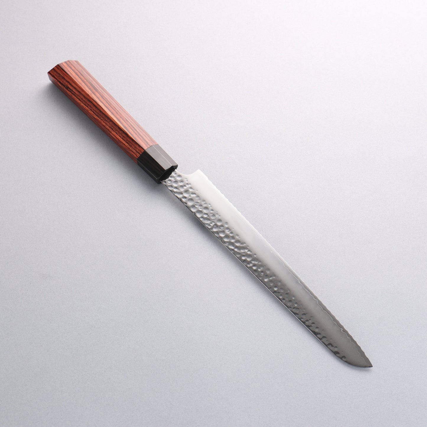 関 兼次 ヘプタゴンウッド V金10号 鎚目 パン切り包丁 210mm 合板 (七角形)柄 - 清助刃物