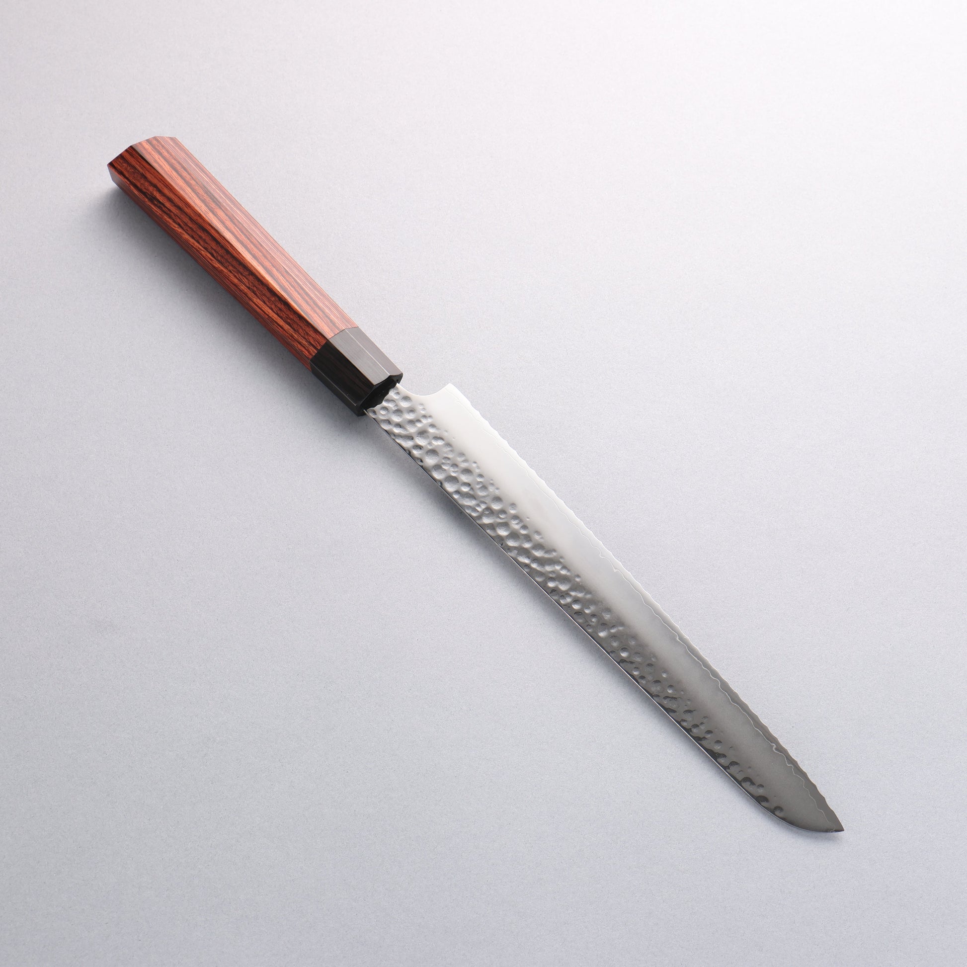 関 兼次 ヘプタゴンウッド V金10号 鎚目 パン切り包丁 210mm 合板 (七角形)柄 - 清助刃物