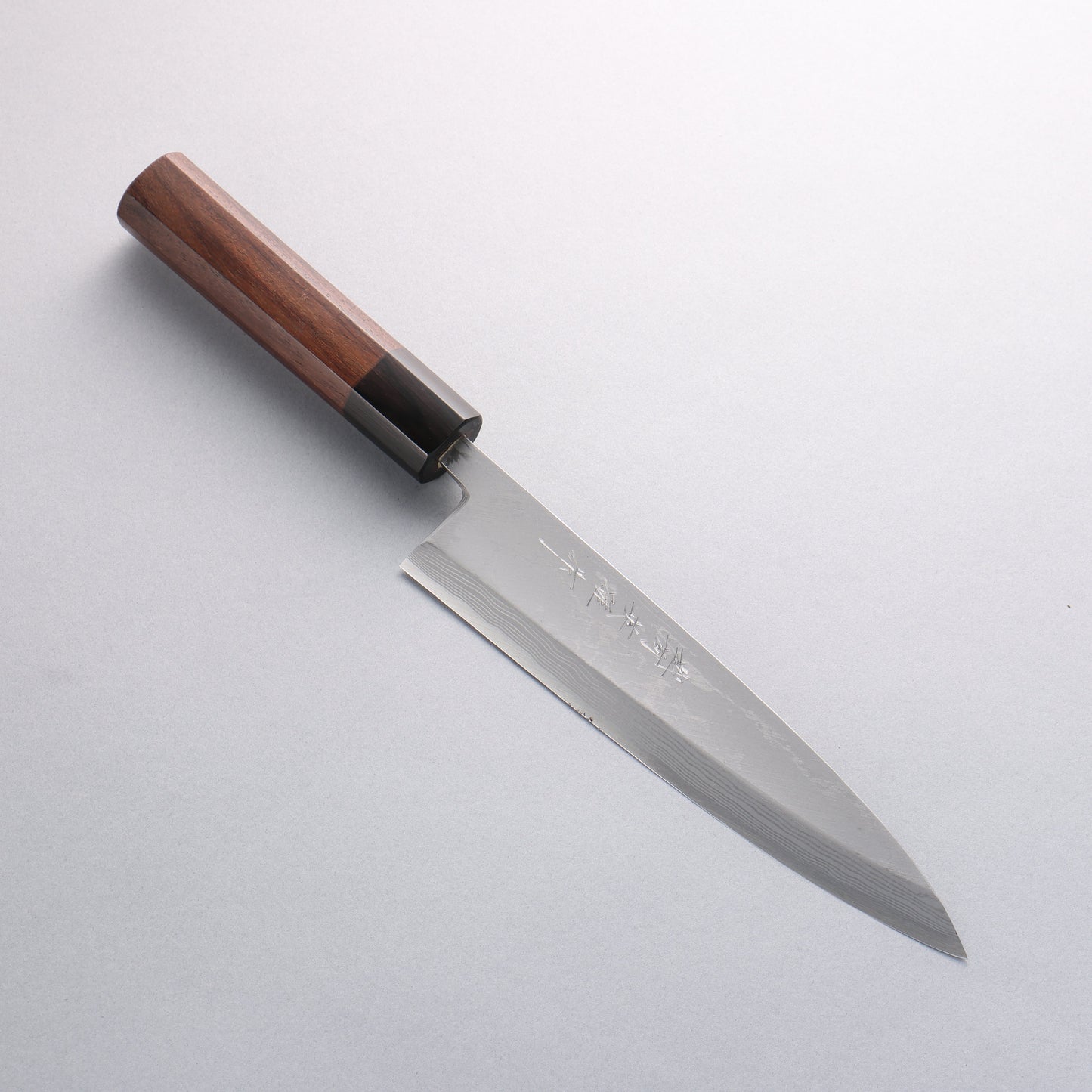 北岡 英雄 青ニ鋼 ダマスカス 身卸出刃 和包丁 210mm 紫檀柄 - 清助刃物
