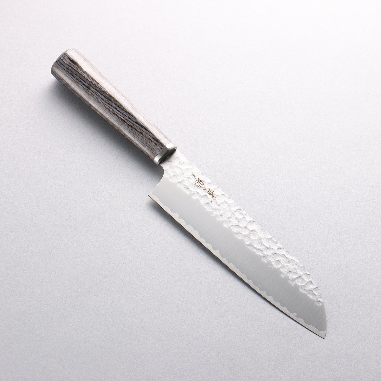 清助 V金10号 鎚目 三徳包丁 165mm チャコール合板柄 - 清助刃物