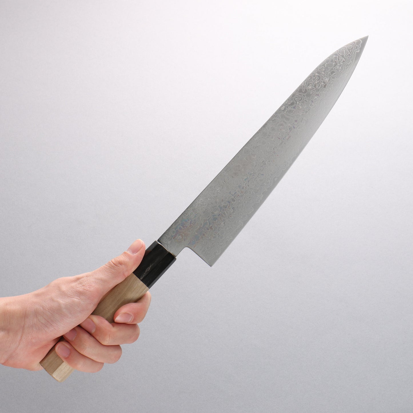 三寿ゞ AUS10 ダマスカス 磨き仕上げ 牛刀包丁 240mm 朴柄 - 清助刃物