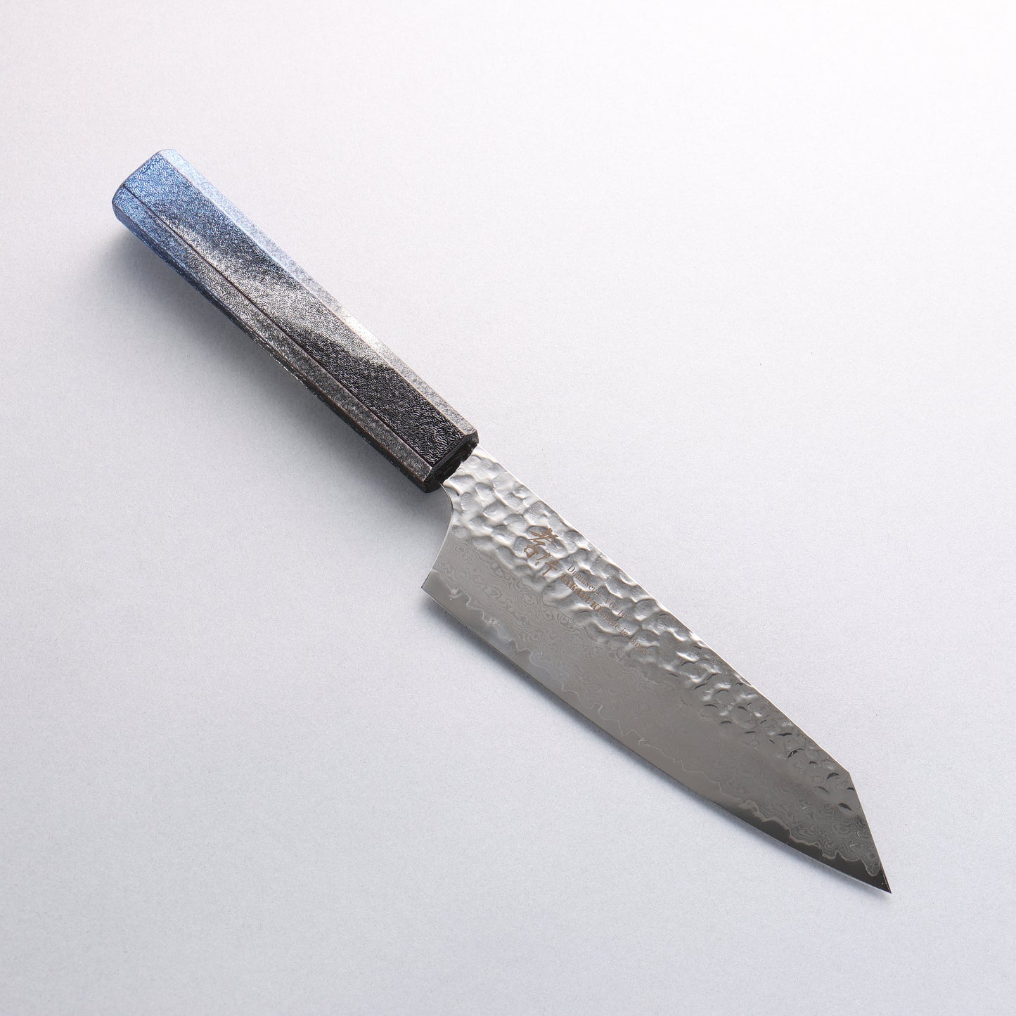 堺 孝行 琳凰 VG10 33層 ダマスカス 剣型三徳包丁 和包丁 160mm 青漆塗り柄 - 清助刃物