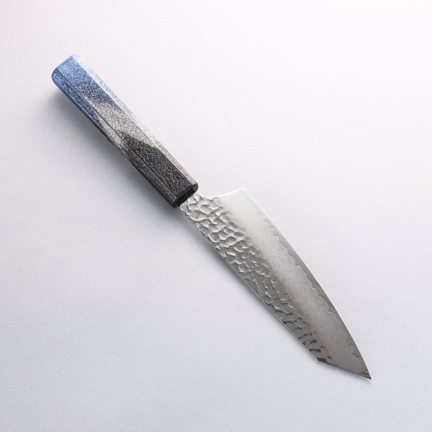 堺 孝行 琳凰 VG10 33層 ダマスカス 剣型三徳包丁 和包丁 160mm 青漆塗り柄 - 清助刃物