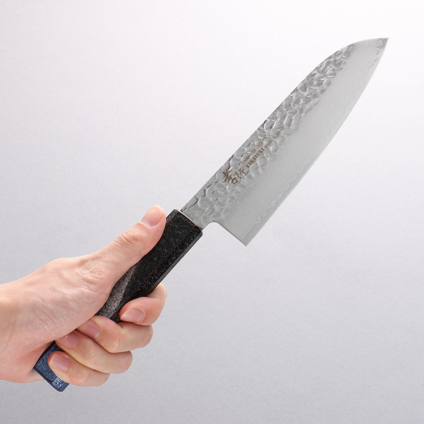 堺 孝行 琳凰 VG10 33層 ダマスカス 三徳包丁 和包丁 170mm 青漆塗り柄 - 清助刃物