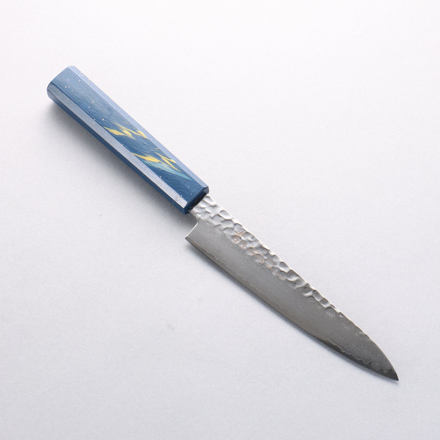 堺 孝行 V金10号 33層ダマスカス ペティーナイフ 150mm 樫の木漆塗り(彩石)柄 - 清助刃物