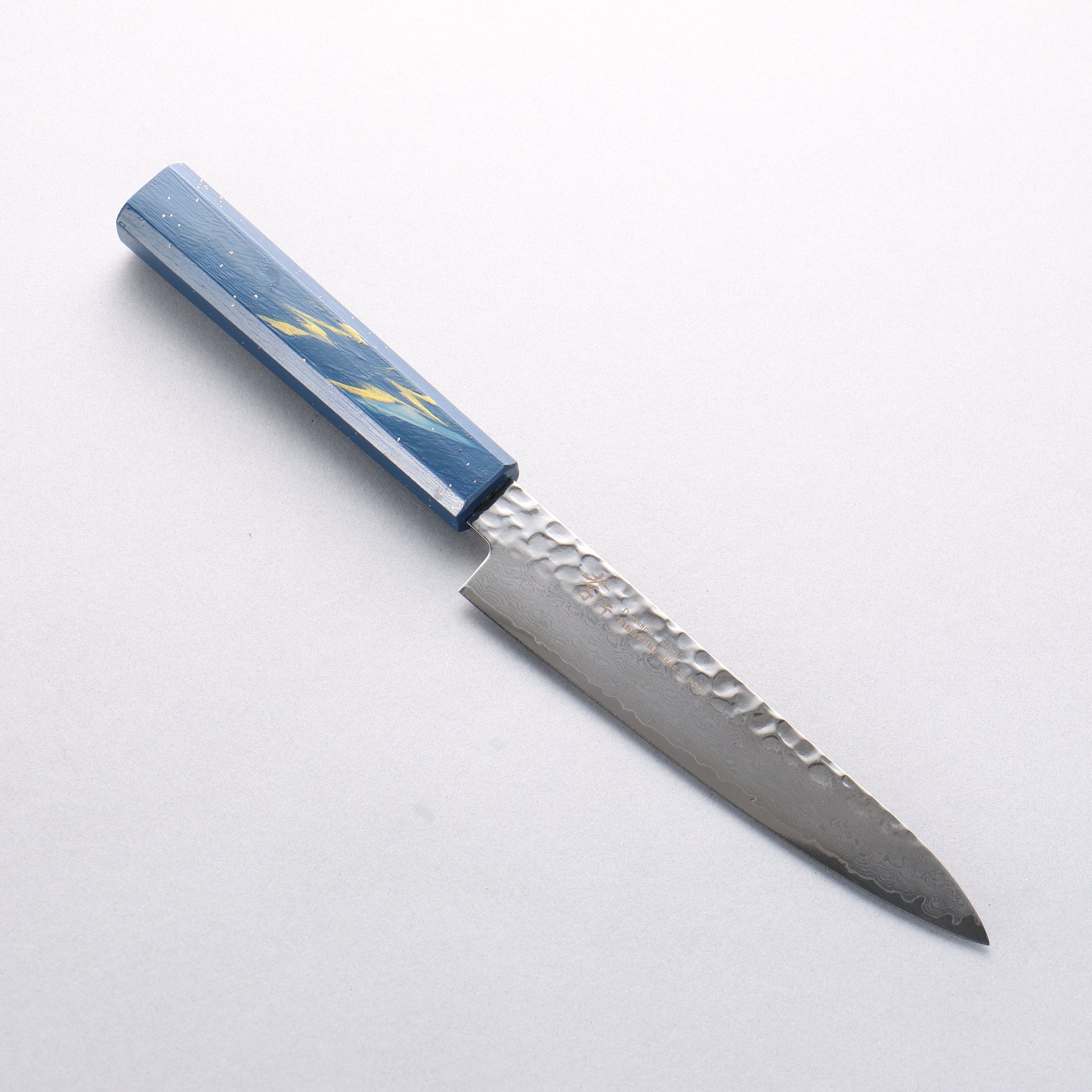堺 孝行 V金10号 33層ダマスカス ペティーナイフ 150mm 樫の木漆塗り(彩石)柄 - 清助刃物