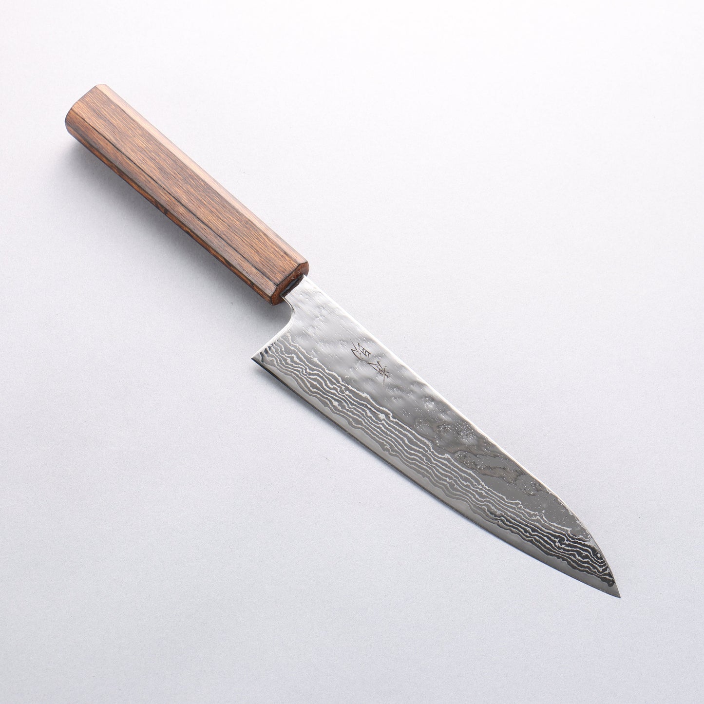 清助 ステンレス 440C 鎚目 ダマスカス 磨き仕上げ 牛刀包丁 180mm 樫柄 - 清助刃物