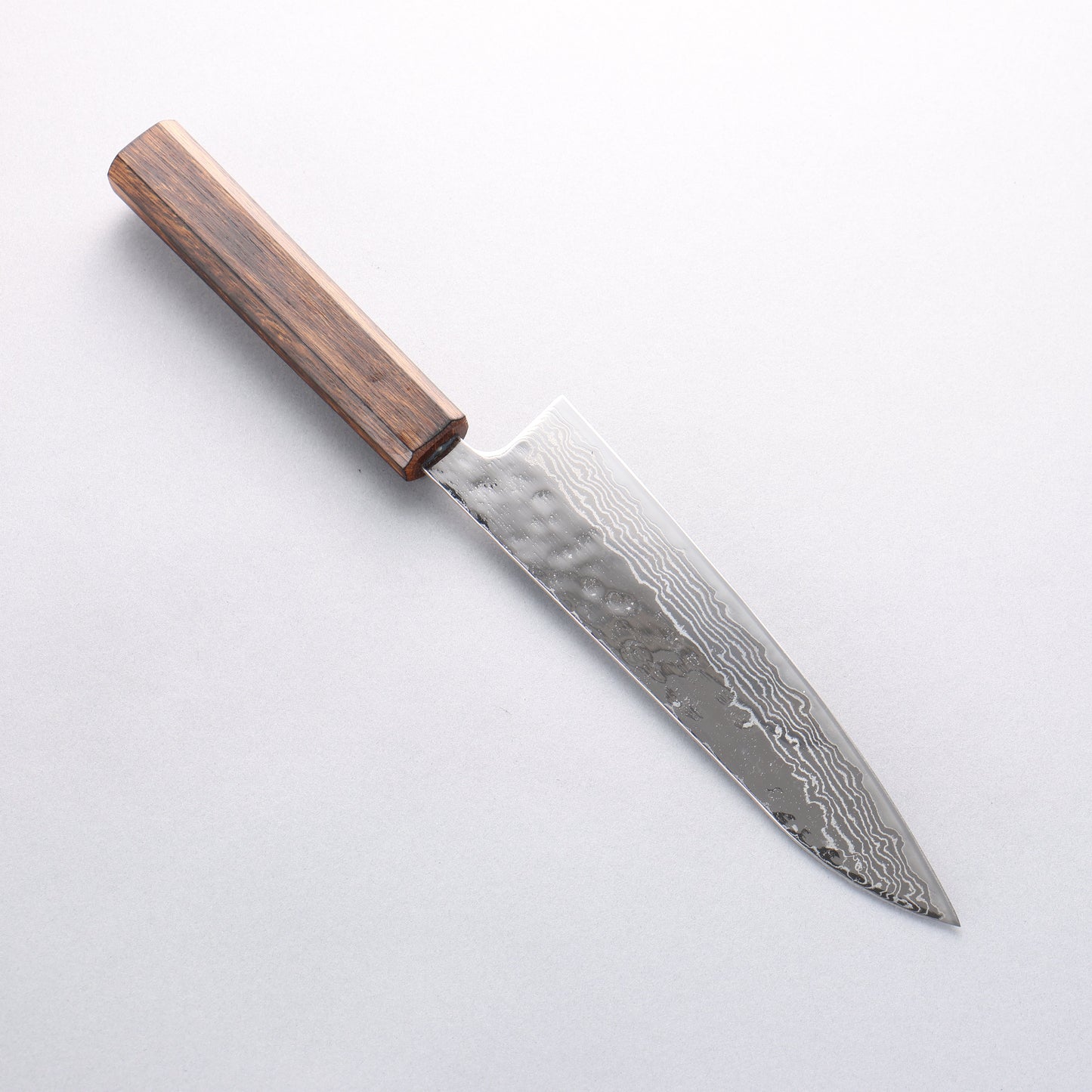 清助 ステンレス 440C 鎚目 ダマスカス 磨き仕上げ 牛刀包丁 180mm 樫柄 - 清助刃物