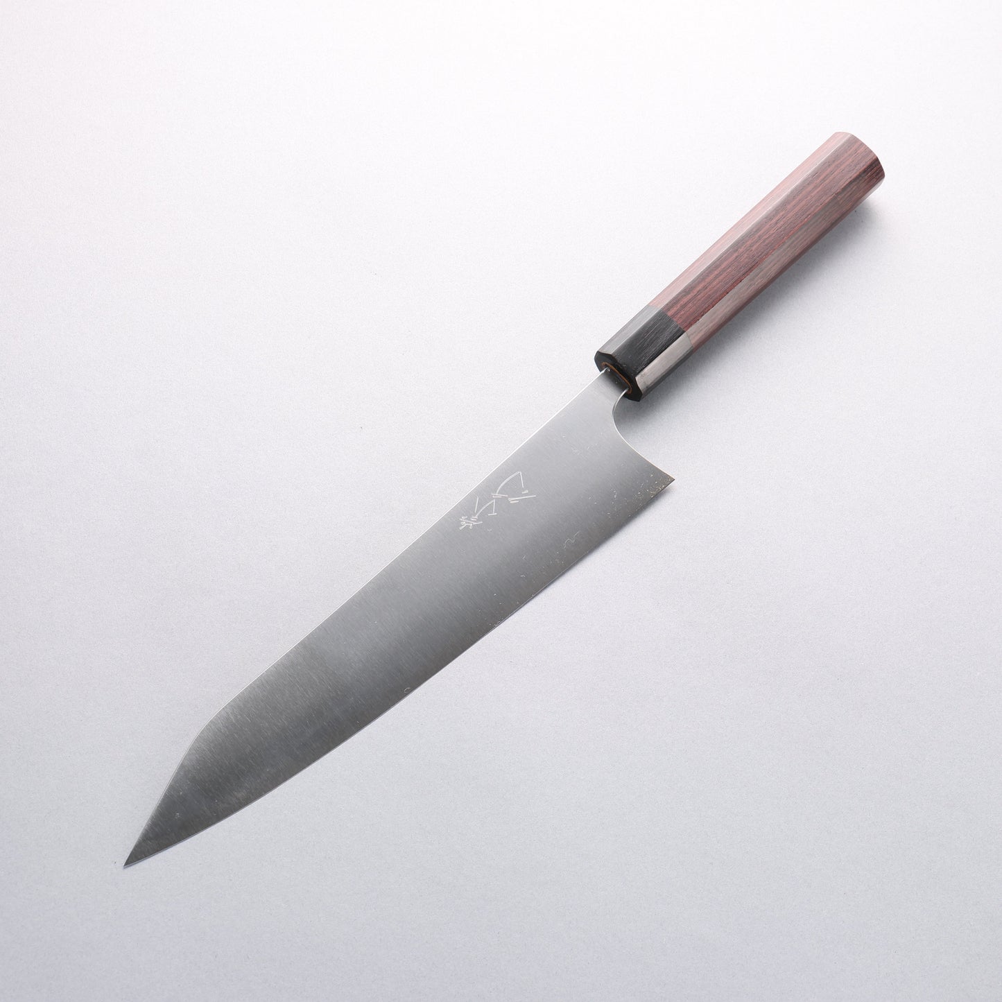 柴田崇行 甲鉄 青スーパー鋼 牛刀包丁 240mm 紫檀 (口輪:黒合板)柄 - 清助刃物