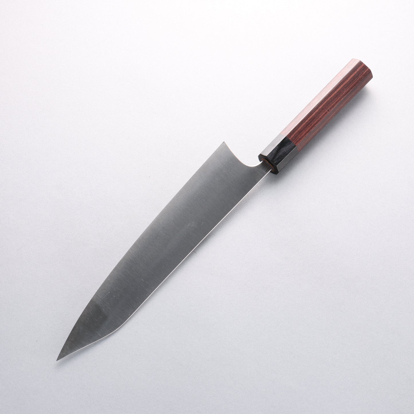 柴田崇行 甲鉄 青スーパー鋼 牛刀包丁 240mm 紫檀 (口輪:黒合板)柄 - 清助刃物