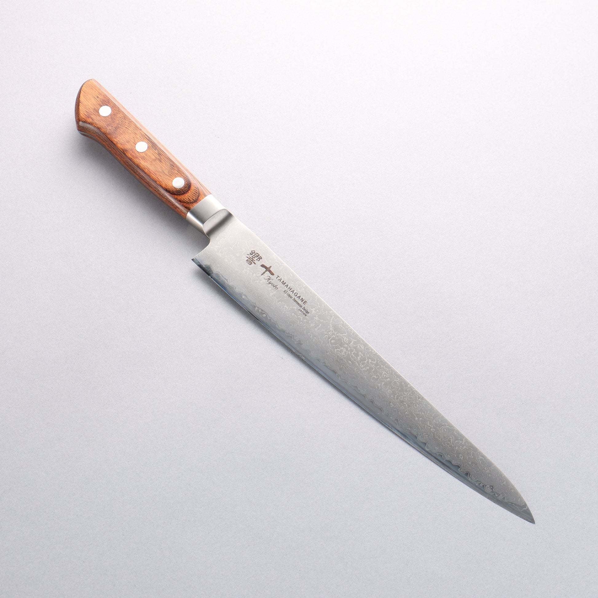 玉鋼 響十 63層 ダマスカス 筋引包丁 240mm KP-1113 - 清助刃物
