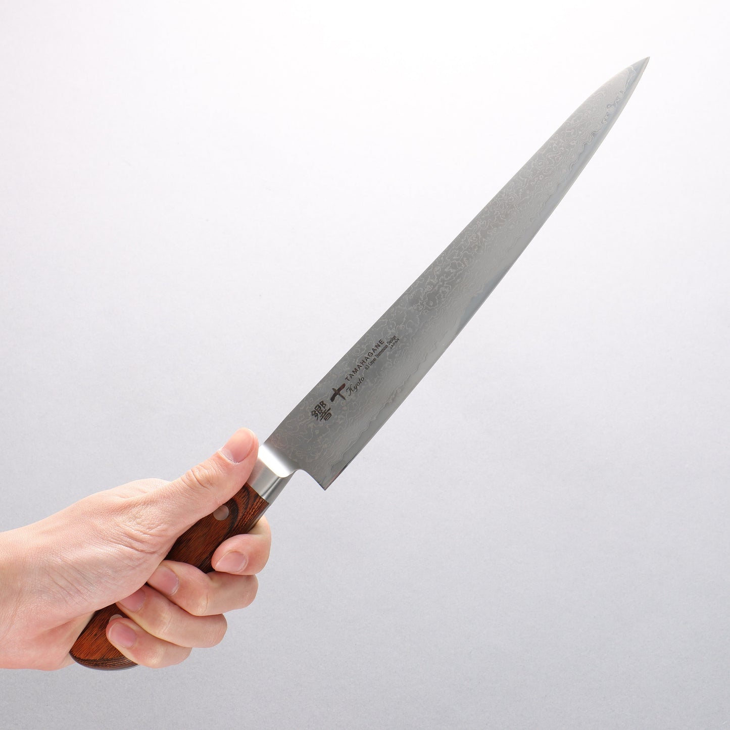 玉鋼 響十 63層 ダマスカス 筋引包丁 240mm KP-1113 - 清助刃物