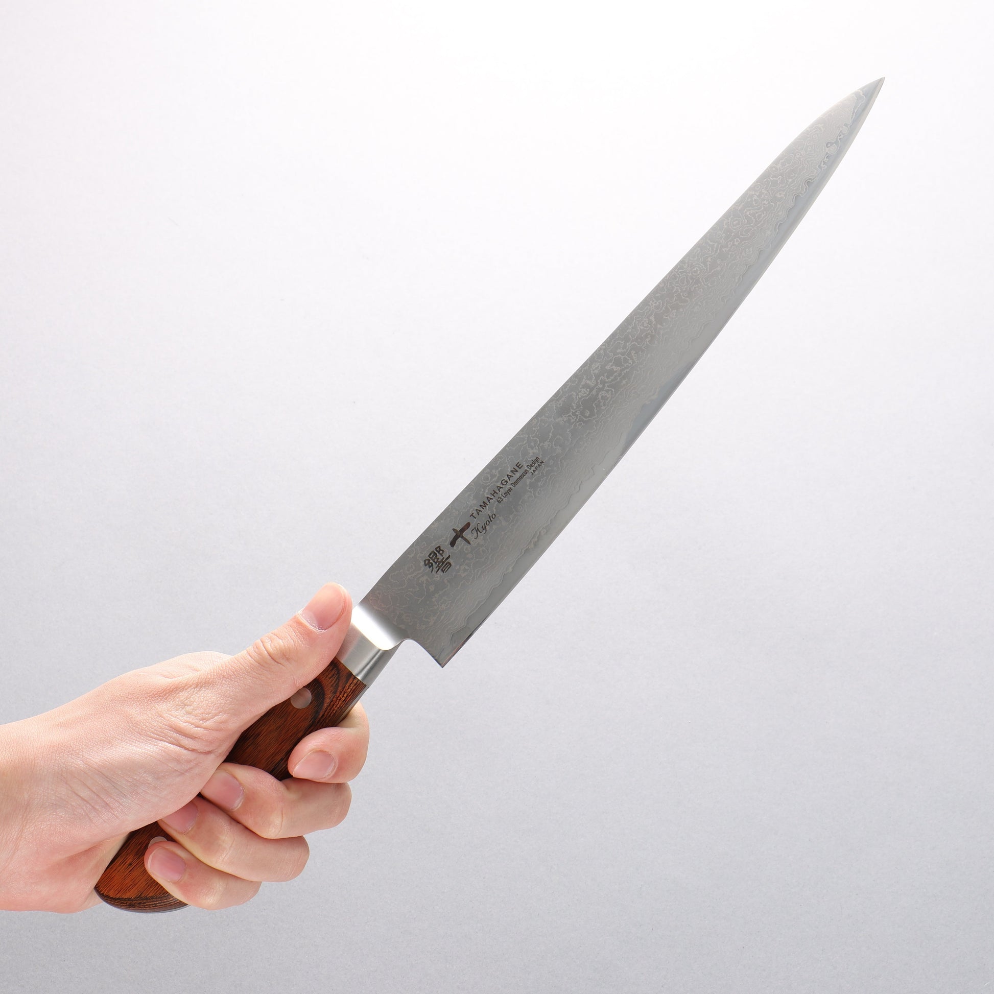 玉鋼 響十 63層 ダマスカス 筋引包丁 240mm KP-1113 - 清助刃物