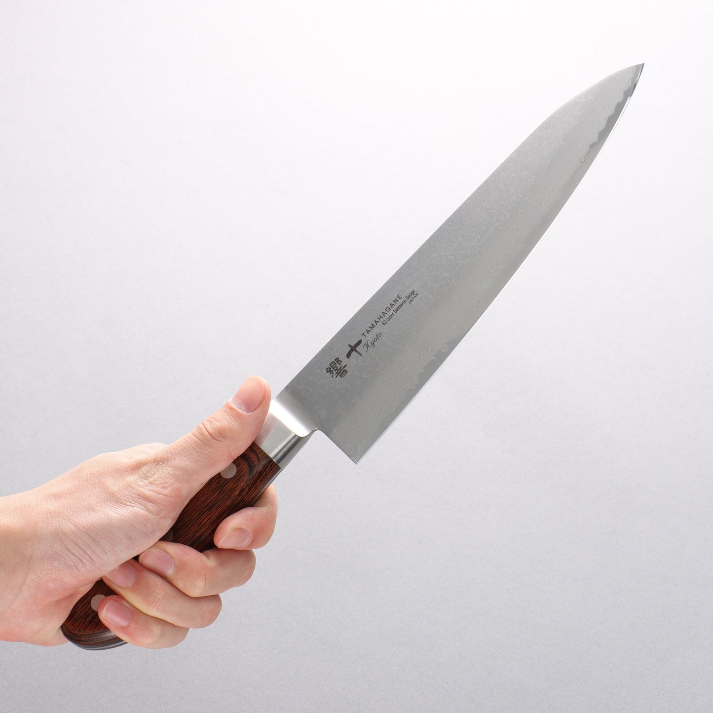 玉鋼 響十 63層 ダマスカス 牛刀包丁 210mm KP-1105 - 清助刃物