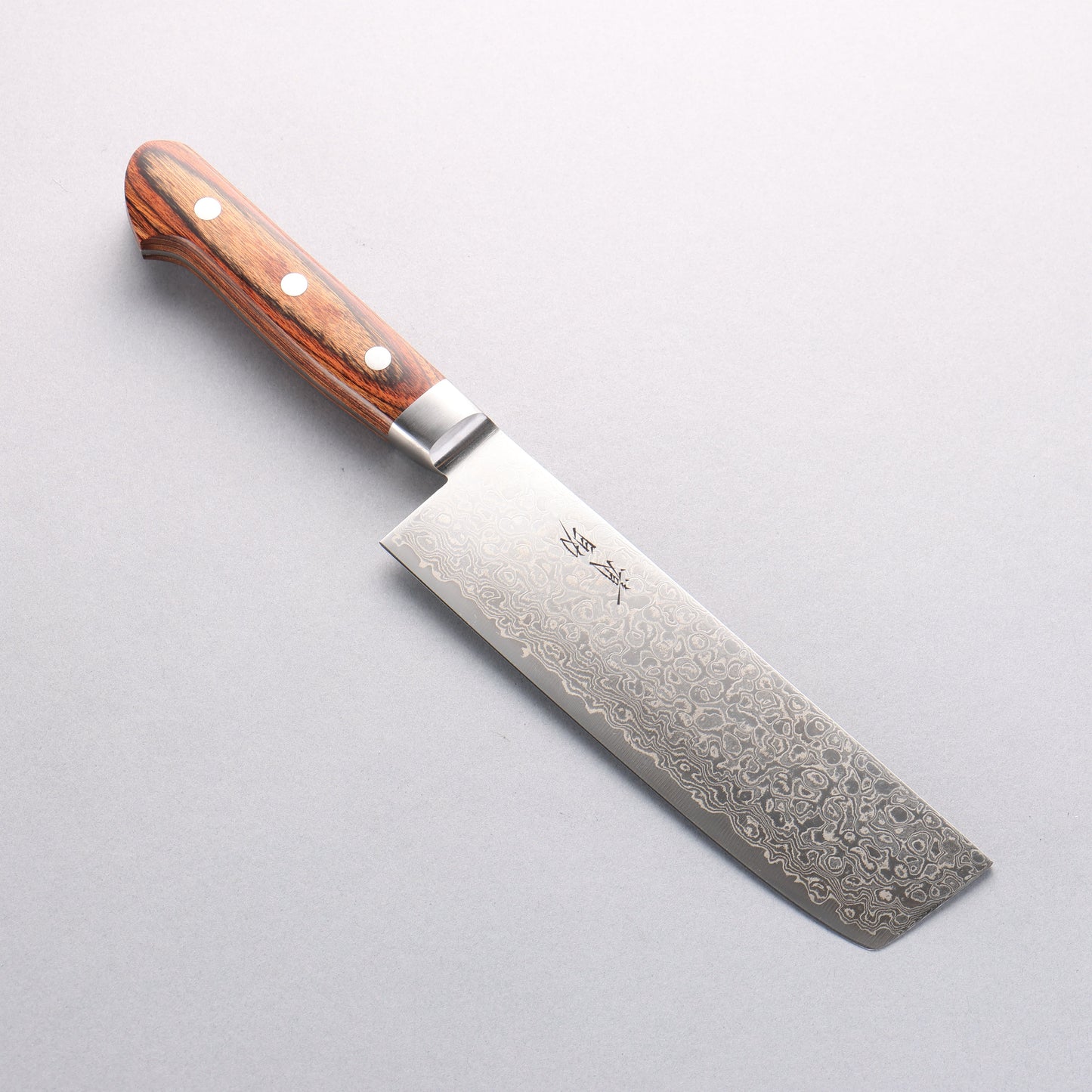 清助 木星 ZA-18 鏡面仕上げ ダマスカス 菜切包丁 165mm 茶合板柄 - 清助刃物