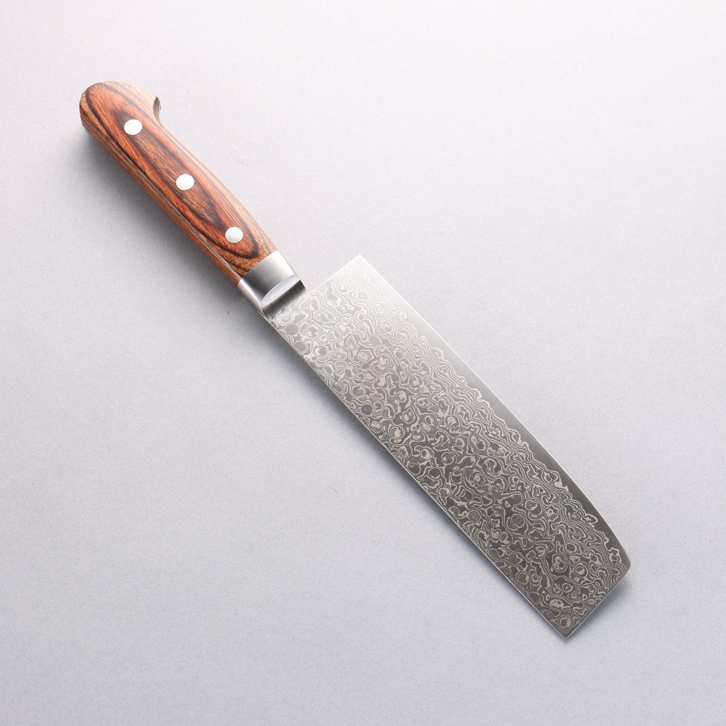 清助 木星 ZA-18 鏡面仕上げ ダマスカス 菜切包丁 165mm 茶合板柄 - 清助刃物