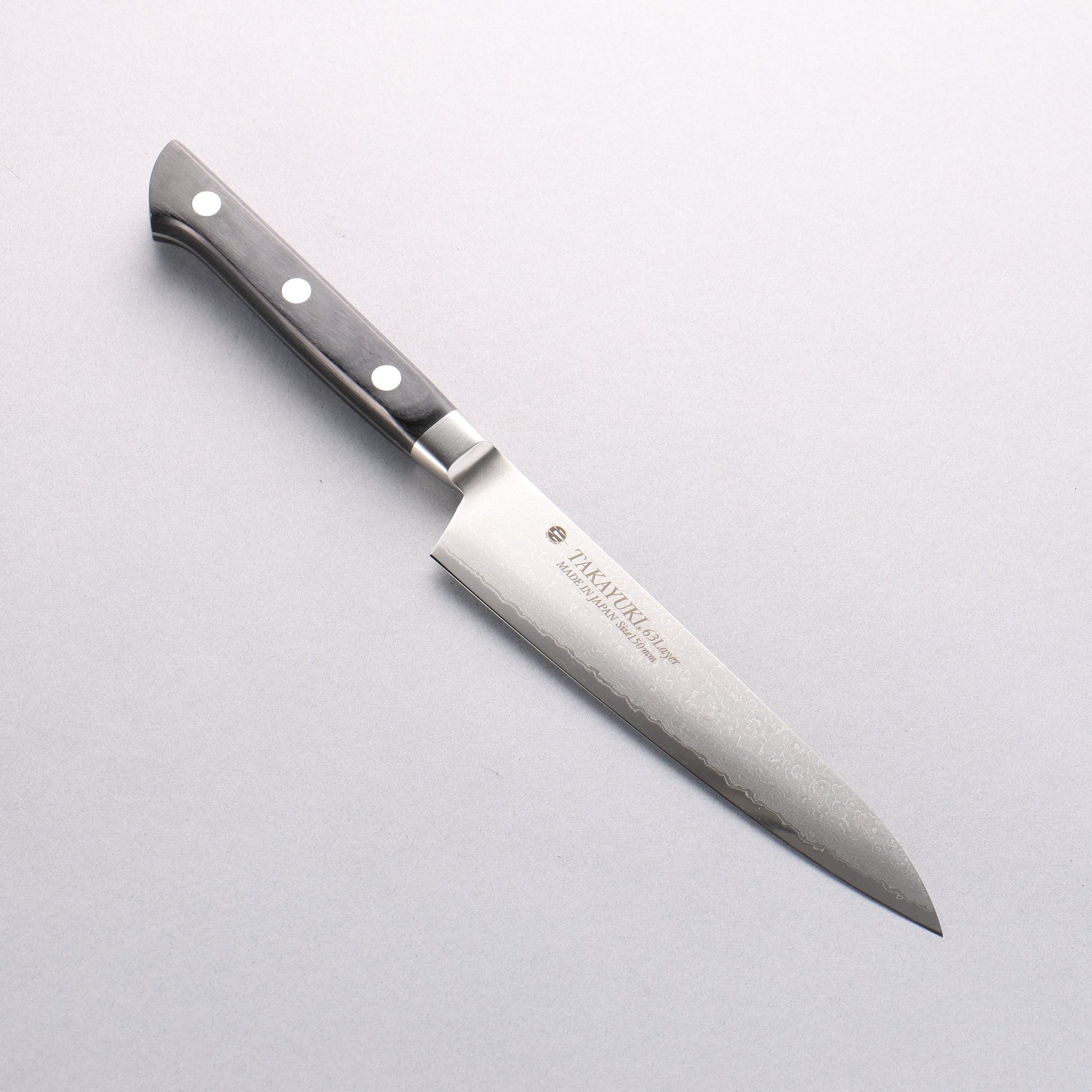 堺 孝行 モリブデン鋼(MOL) 63層ダマスカス ペティーナイフ 150mm - 清助刃物