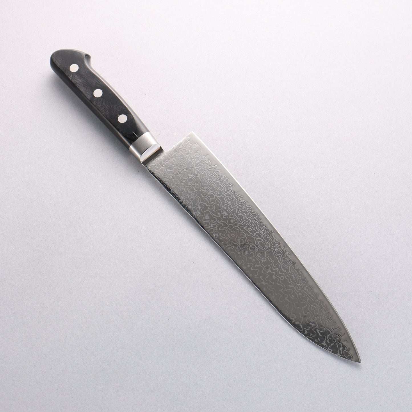 清助 鏡2 AUS10 鏡面仕上げ ダマスカス 牛刀包丁 210mm 黒合板柄 - 清助刃物
