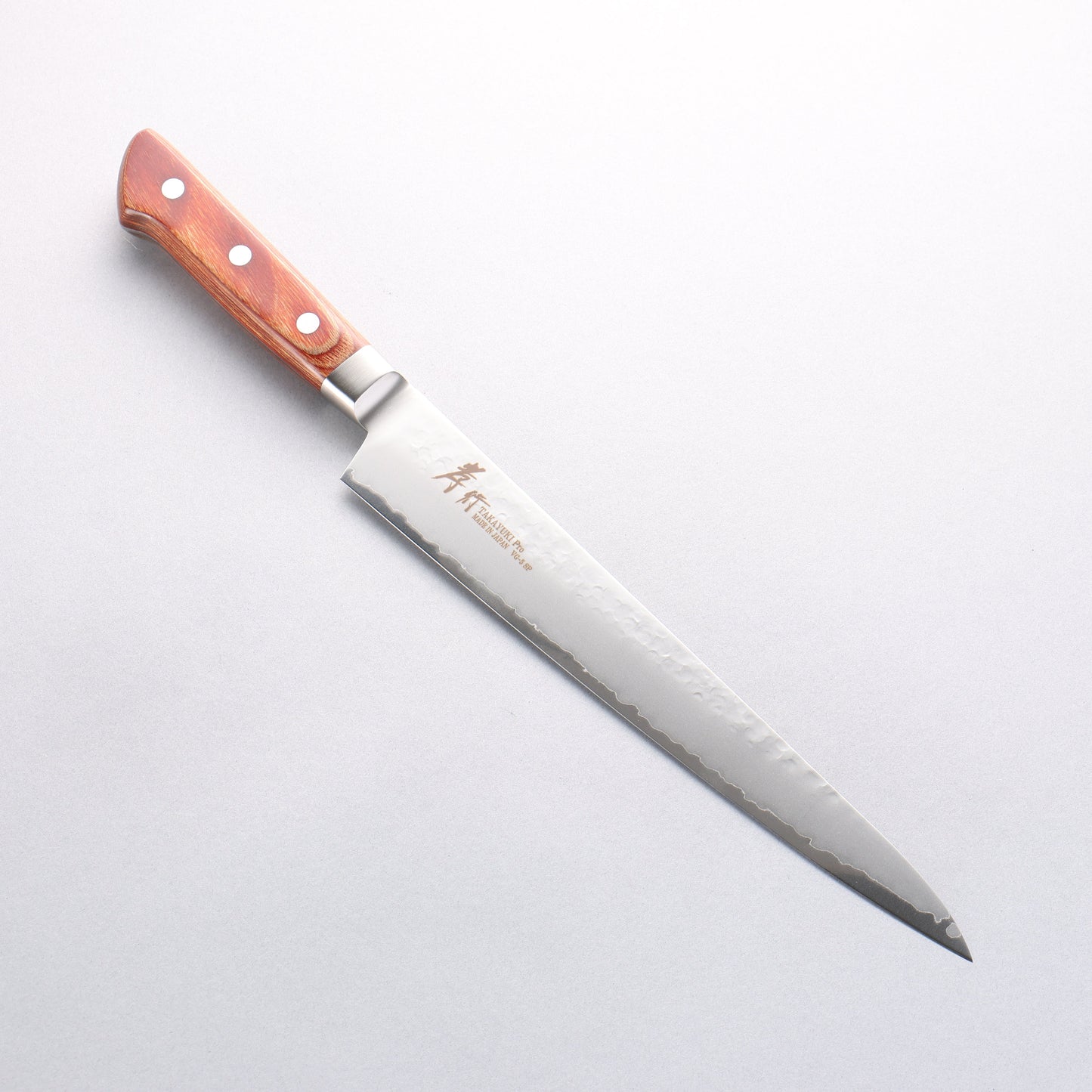 堺 孝行 V金5号 鎚目 筋引包丁 240mm 茶合板柄 - 清助刃物