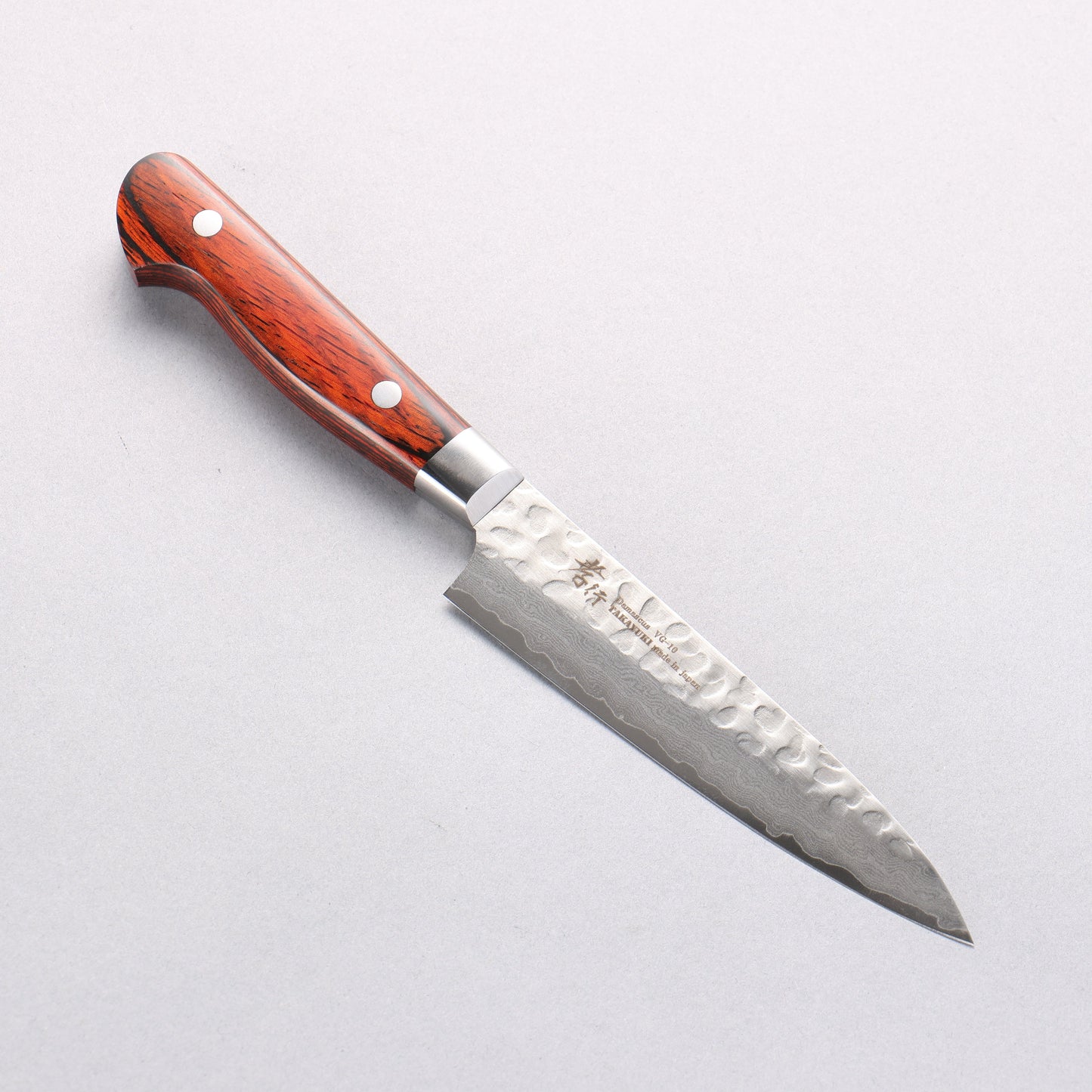 堺 孝行 V金10号 33層ダマスカス ペティーナイフ 120mm マホガニー柄 - 清助刃物