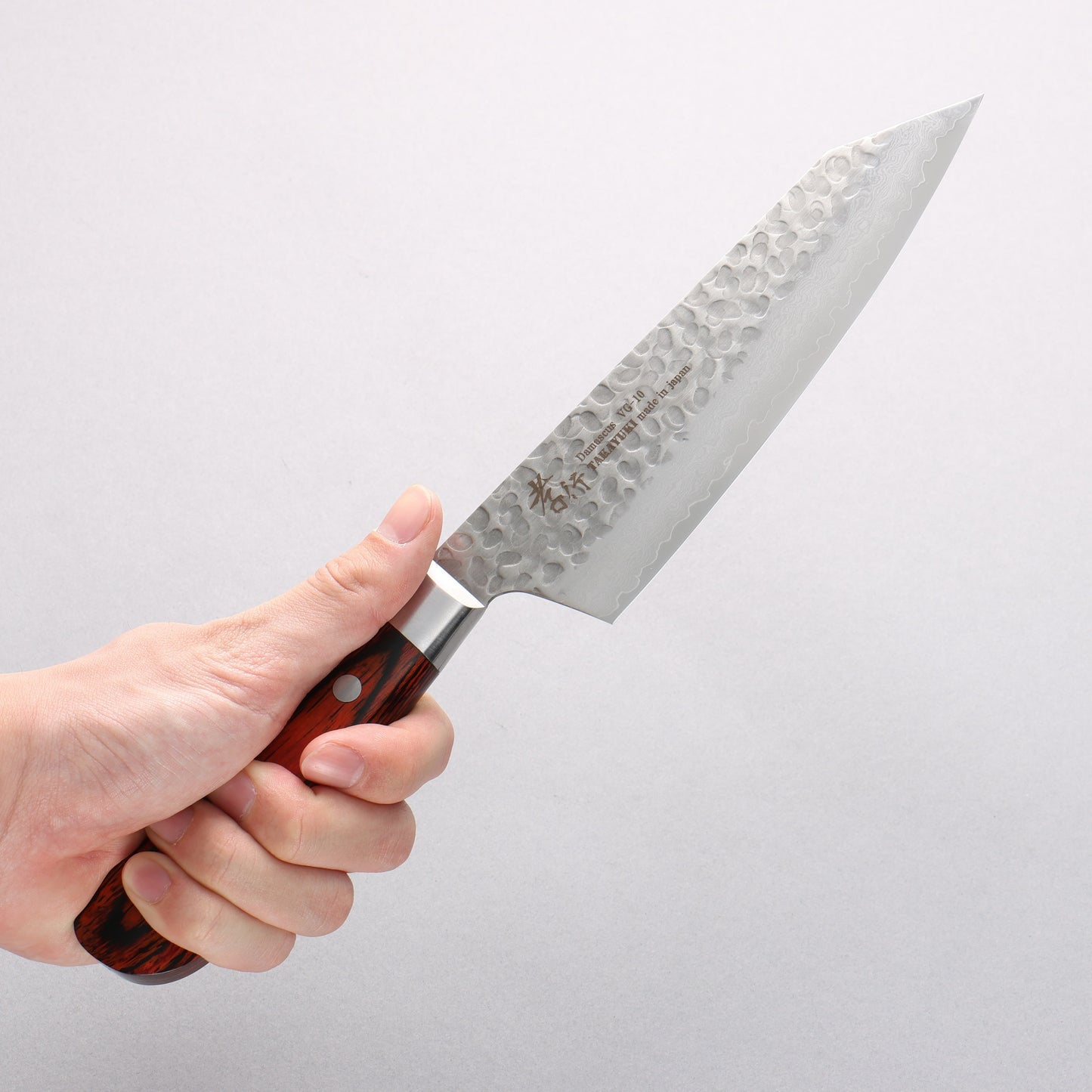 堺 孝行 VG10 33層 ダマスカス 切付三徳包丁 160mm マホガニー柄 - 清助刃物