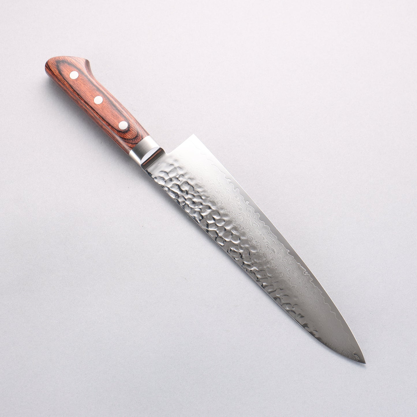 清助 V金10号 33層 鎚目 ダマスカス 牛刀包丁 210mm マホガニー柄 - 清助刃物