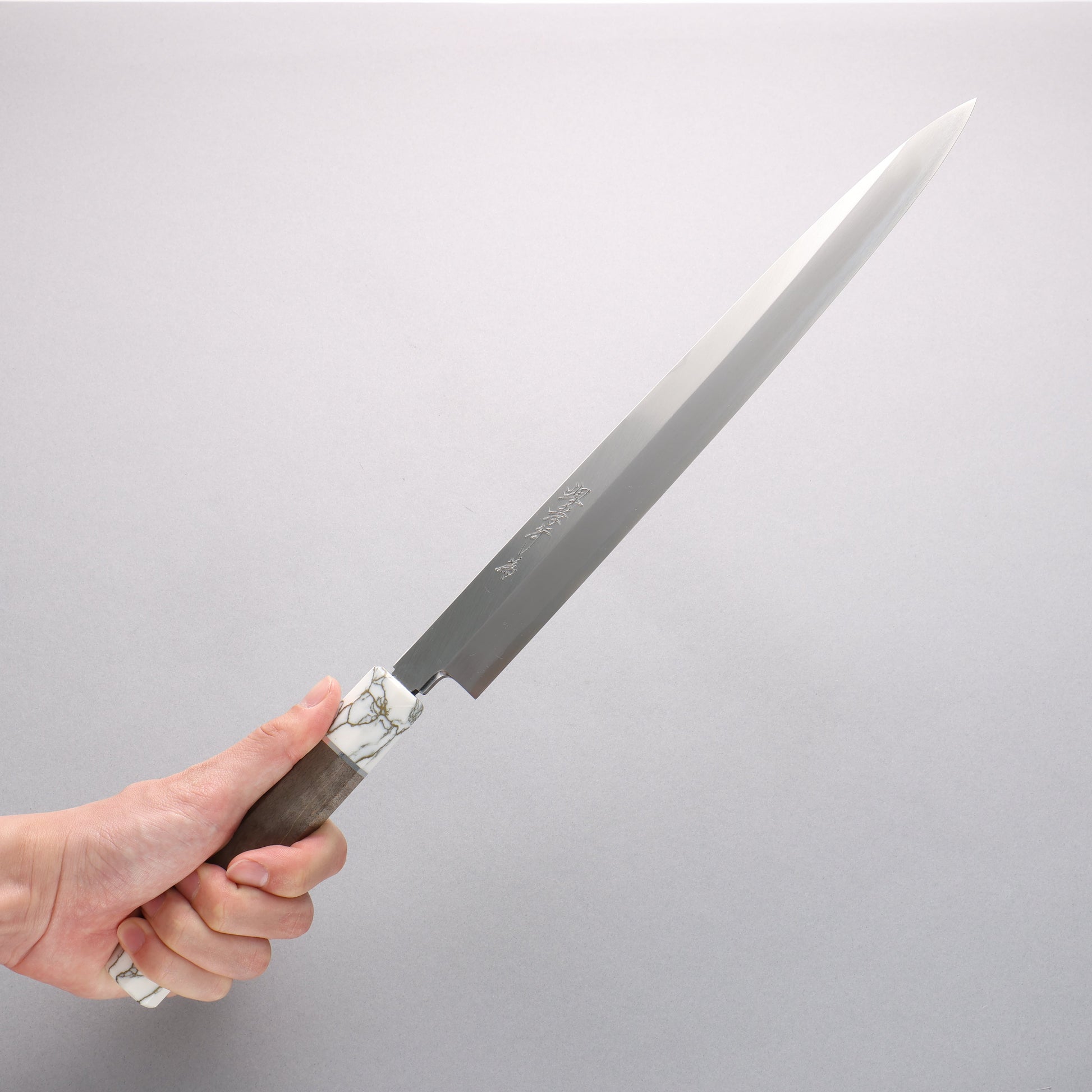 堺 孝行 シェフシリーズ 銀三鋼 柳刃包丁 300mm スタビライズドウッド (両輪:白)柄 鞘付き - 清助刃物