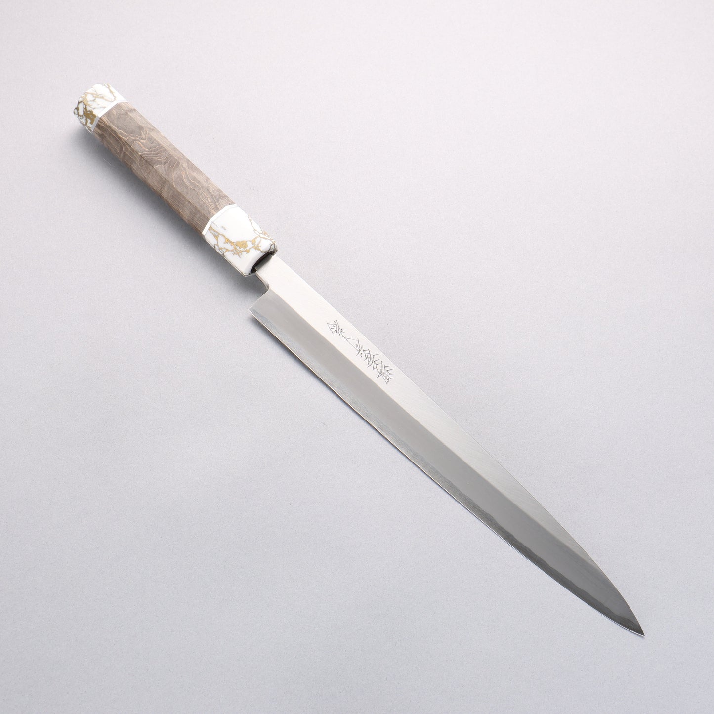 堺 孝行 シェフシリーズ 銀三鋼 柳刃包丁 270mm スタビライズドウッド (両輪:白)柄 鞘付き - 清助刃物
