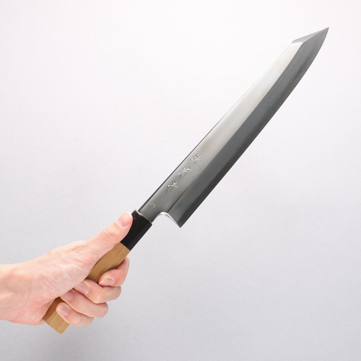 堺 菊守 V金10号 鏡面仕上げ 切付包丁 270mm 朴柄 - 清助刃物