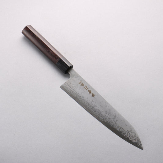 兼常 青ニ鋼 ダマスカス 牛刀包丁 210mm 紫檀 (口輪:黒合板)柄 - 清助刃物