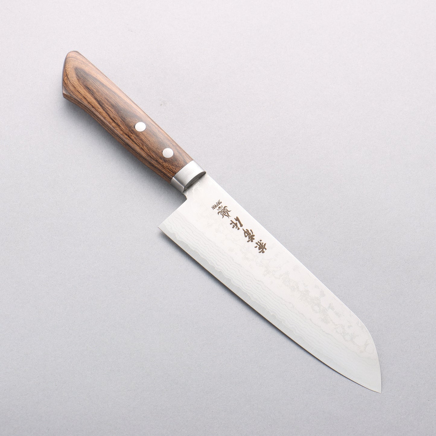 兼常 彩流(さいりゅう) V金10号 ダマスカス 三徳包丁 165mm (ブラウンアッシュ柄 - 清助刃物